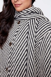 Textured coat with scarf