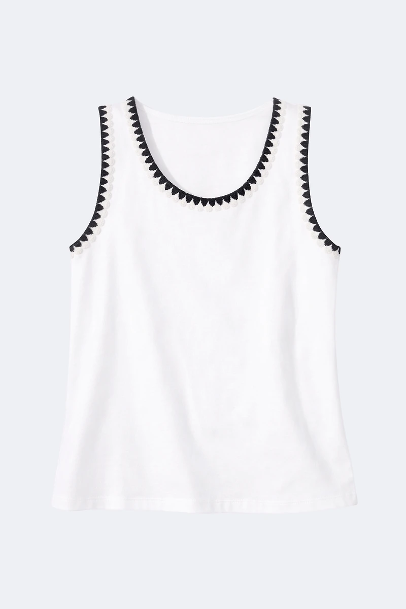 Le haut côtelé à bordure crochetée