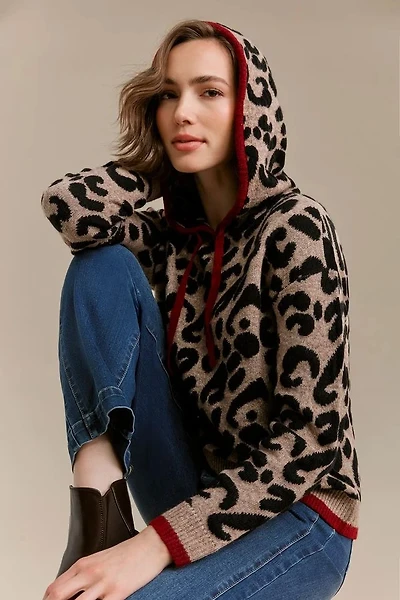 Leopard print hooded sweater