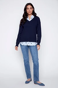 Hearts print fooler sweater