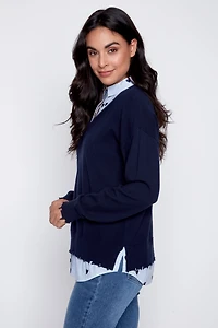 Hearts print fooler sweater