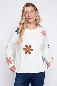 Le pull avec fleurs bouclé