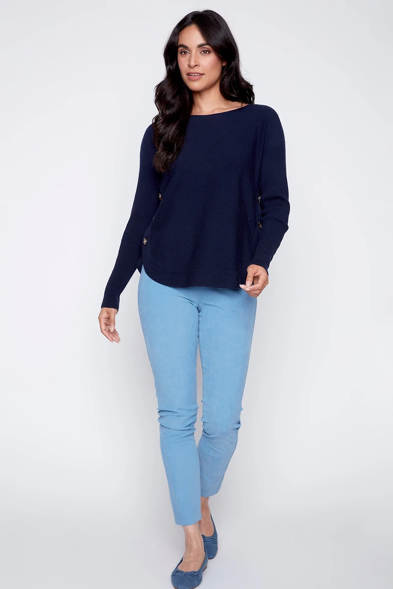 Side button sweater
