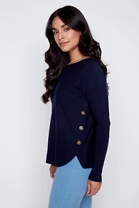 Side button sweater