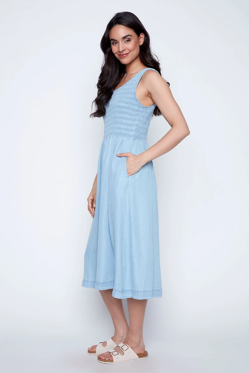La robe smockée popeline