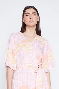 Faux wrap ruffle dress