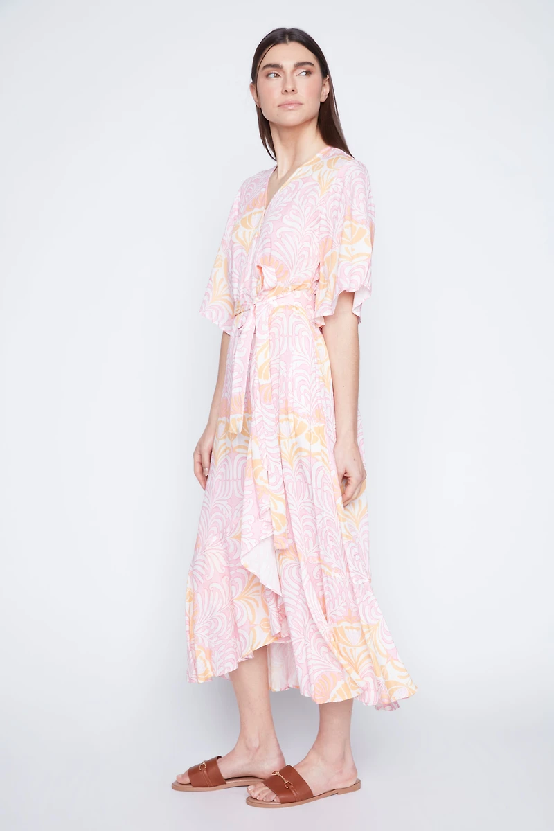 Faux wrap ruffle dress