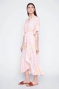 Faux wrap ruffle dress