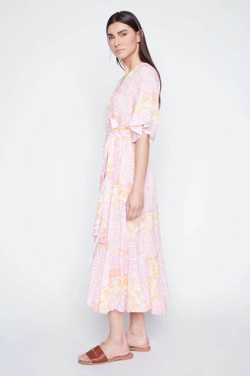 Faux wrap ruffle dress