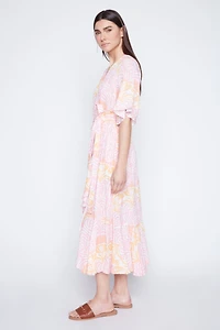 Faux wrap ruffle dress