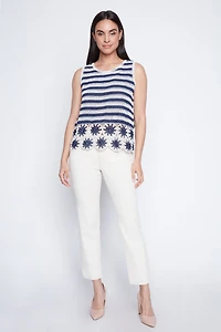 Floral border crochet top