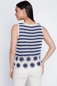 Floral border crochet top