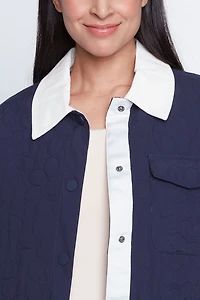 Floral embroidery quilted jacket