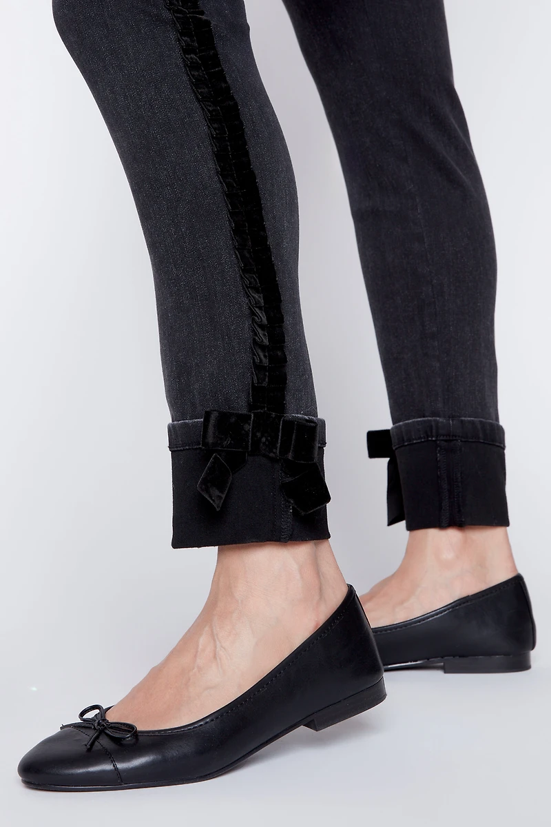 Braided skinny leg jean