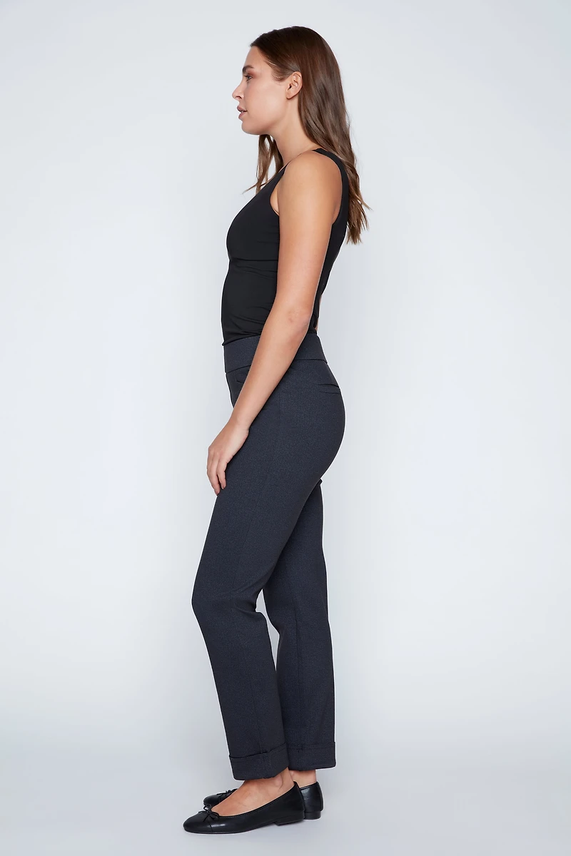 Printed pdr rolled cuff pant