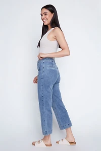 Flare leg bow pocket jean