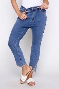 Slim leg tulip detail hem jean