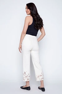 Flare leg laser embroidery jean