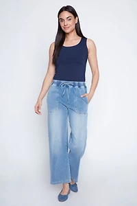 Wide leg denim jogger