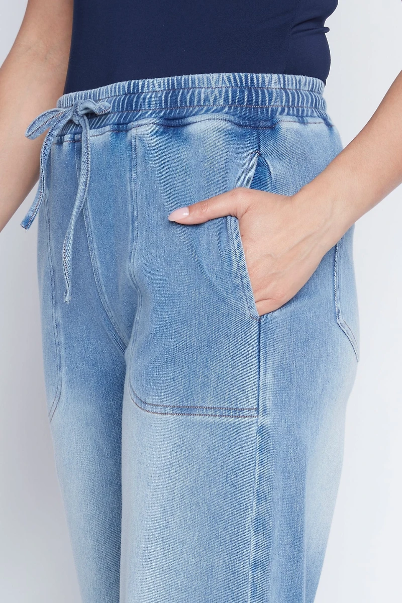 Wide leg denim jogger