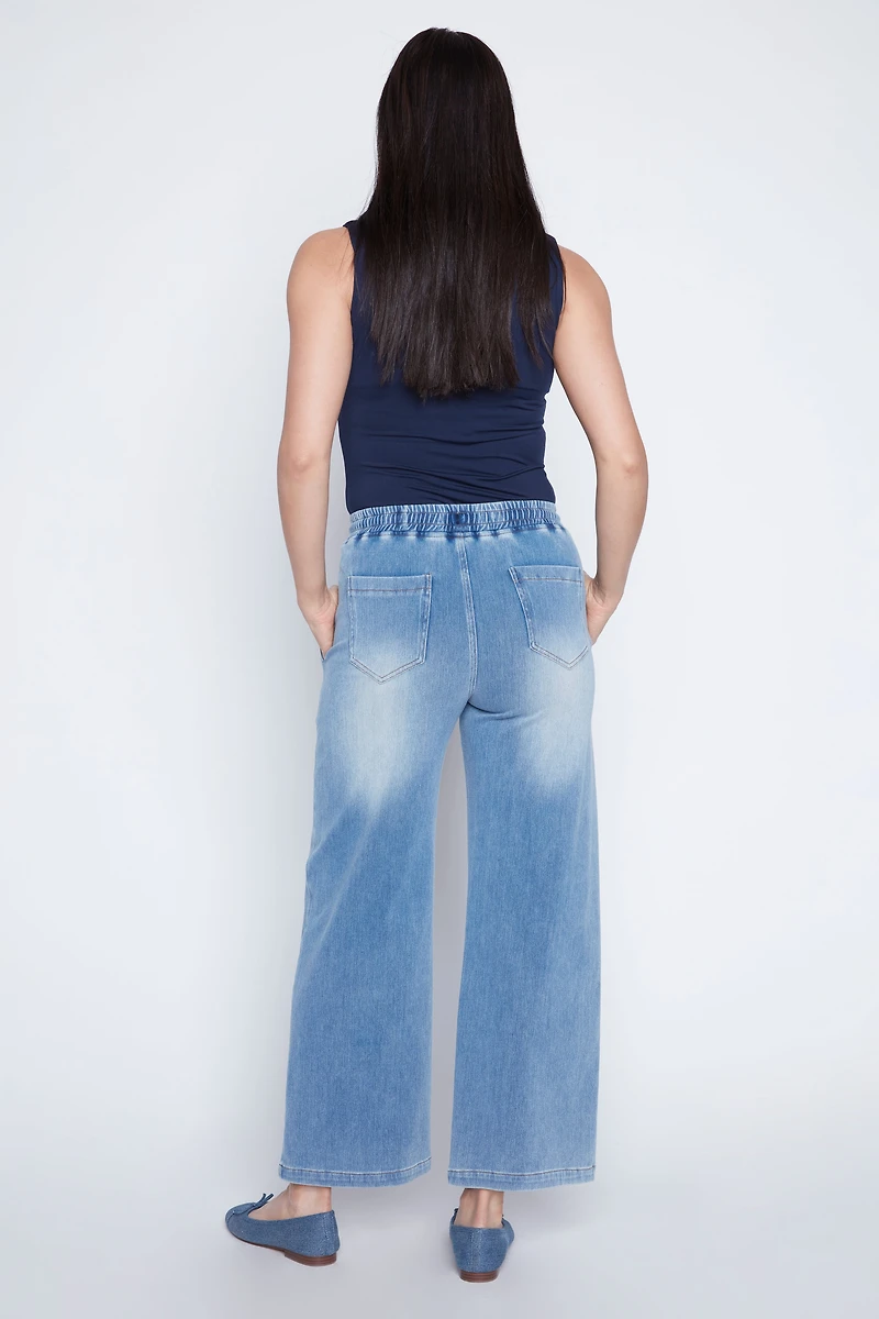 Wide leg denim jogger