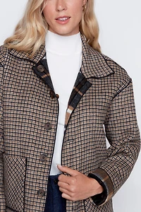 Reversible plaid wool blend jacket