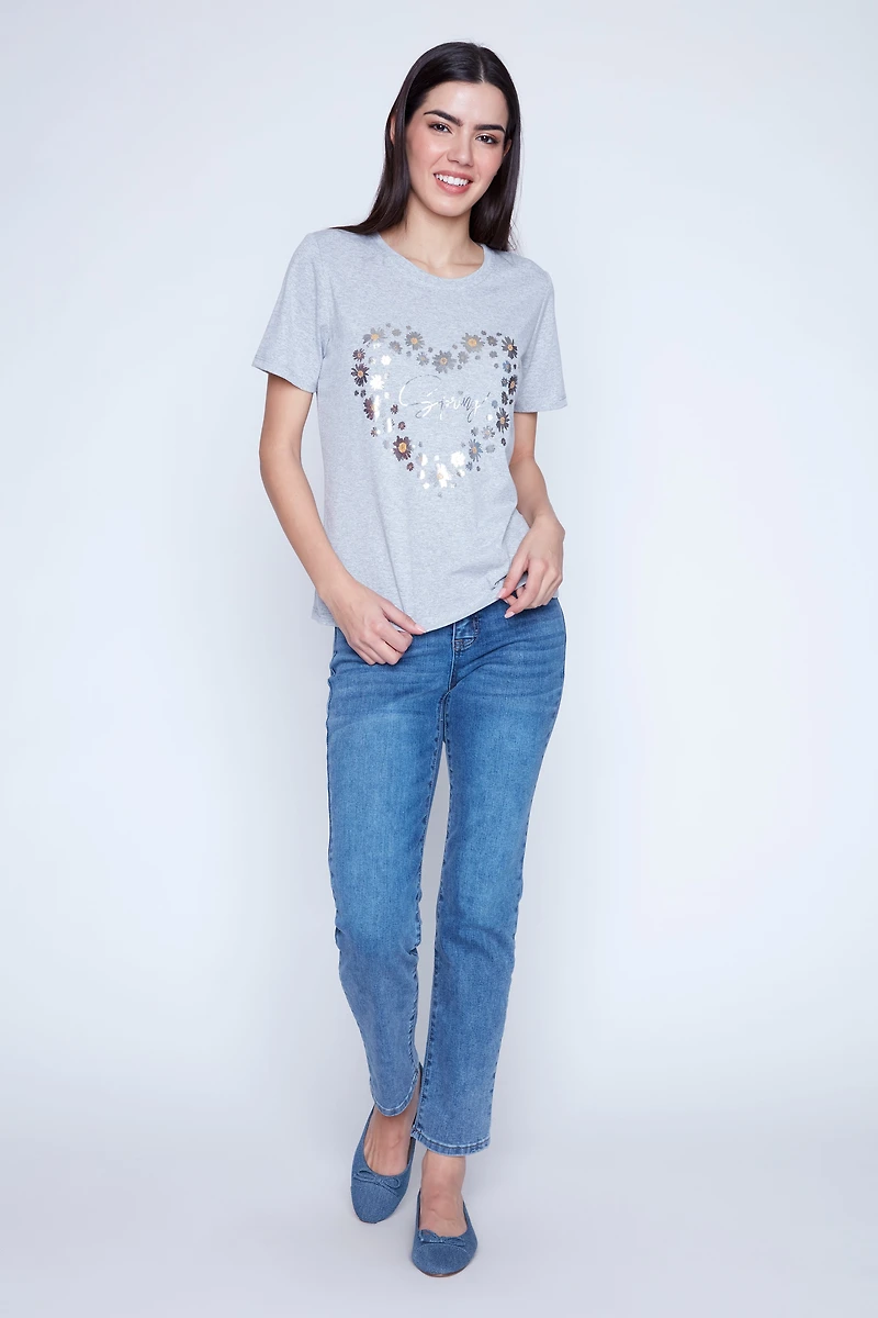 Spring floral heart t-shirt