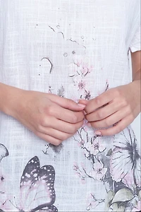 Butterfly print cotton gauze top