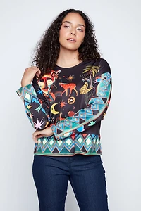 Colorful jungle print top