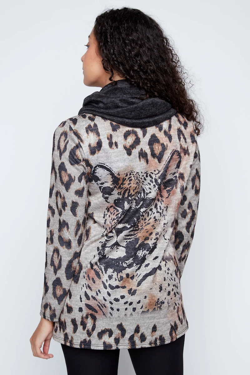 Bold animal print tunic with scarf