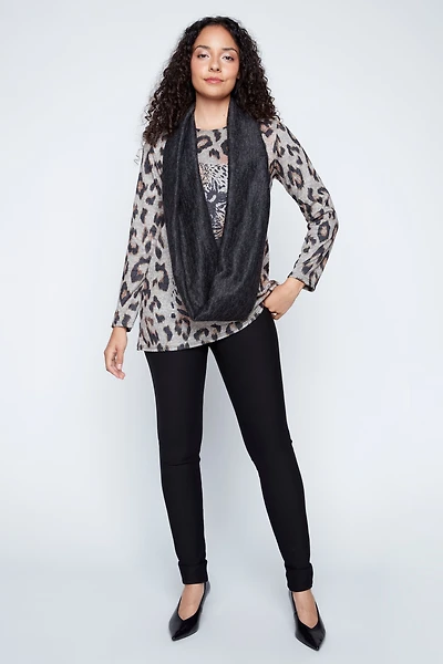 Bold animal print tunic with scarf