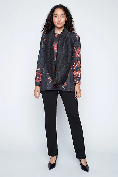 Floral print tunic with scarf