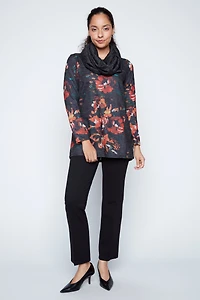 Floral print tunic with scarf