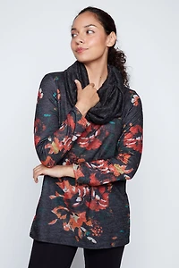 Floral print tunic with scarf