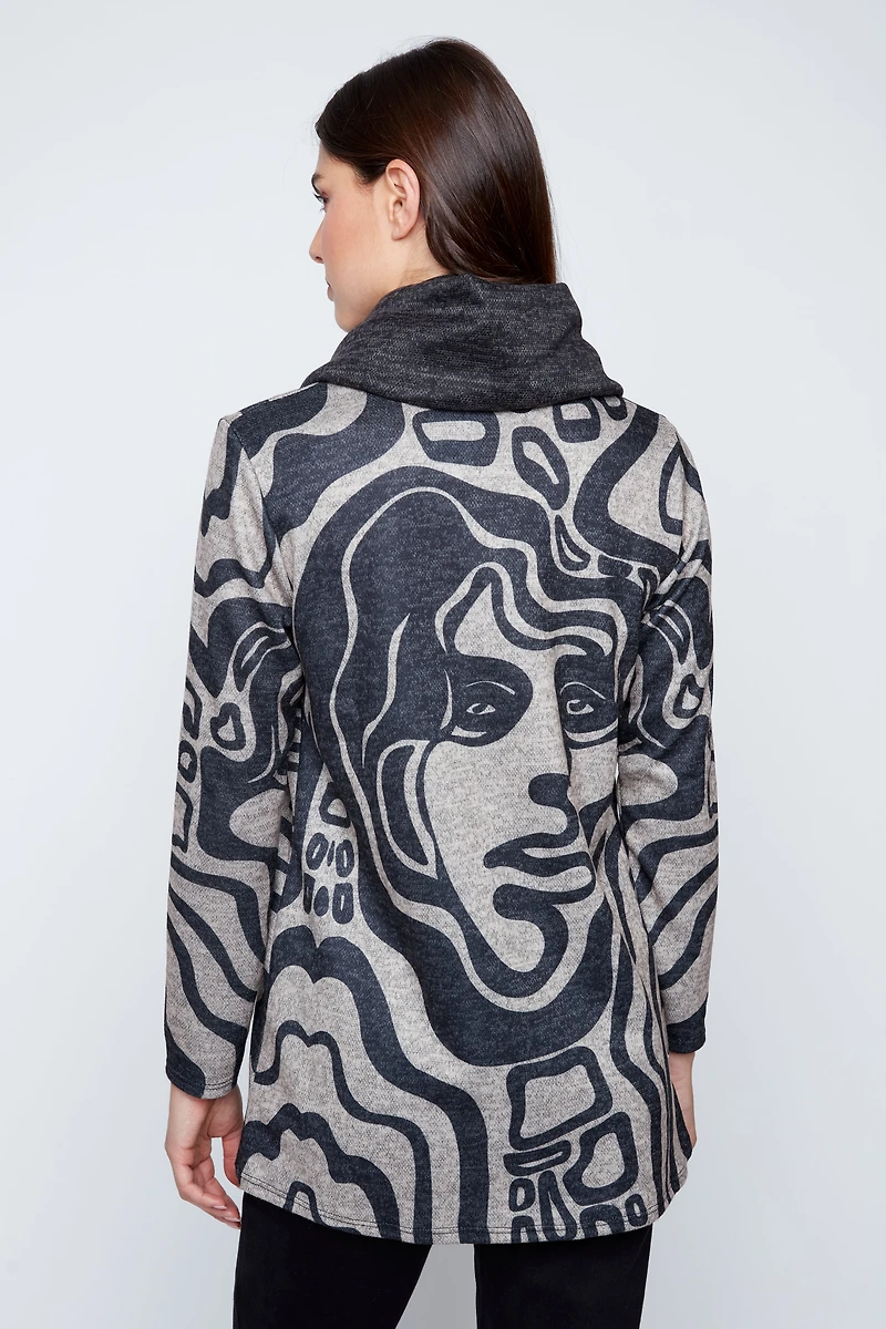 Medusa print tunic with scarf