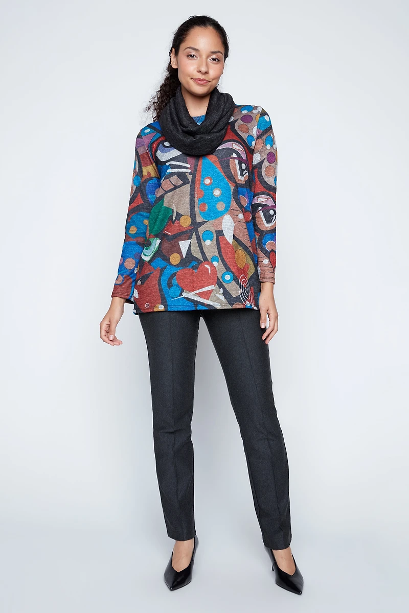 Faces color print tunic with scarf