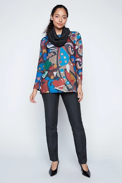 Faces color print tunic with scarf