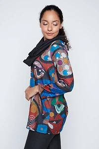 Faces color print tunic with scarf