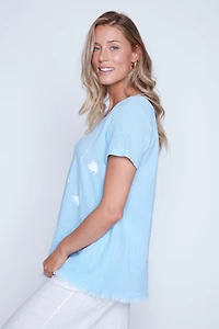Solid cotton and linen blend tunic