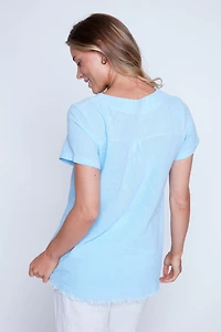 Solid cotton and linen blend tunic
