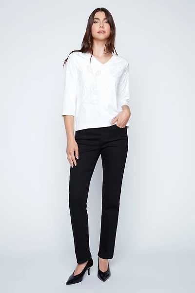 Animal embossed velvet top