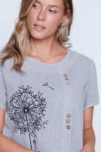 Le haut imprimé en mélange de coton avec détails boutons