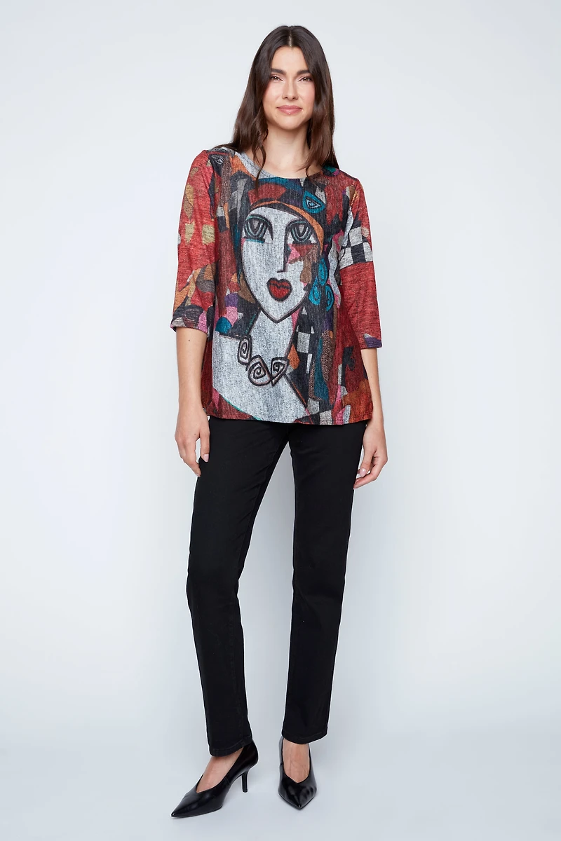 Abstract Picasso knit top