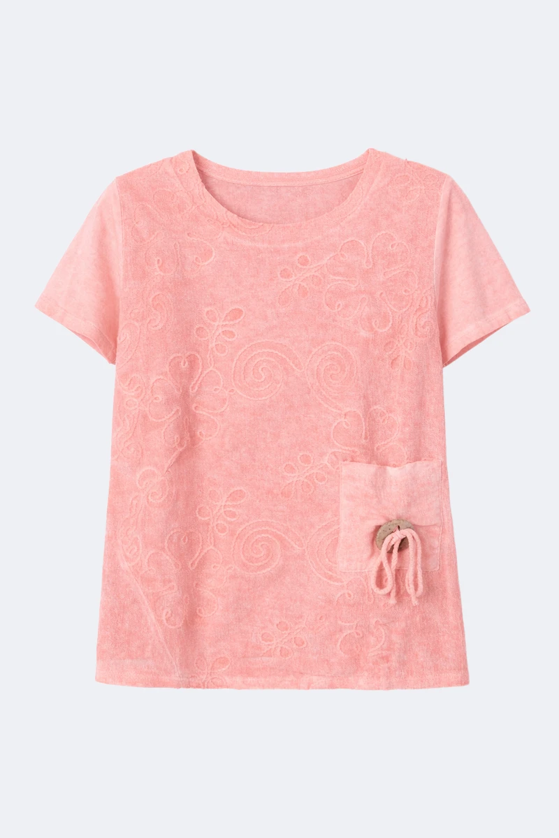 Embroidered cotton blend top
