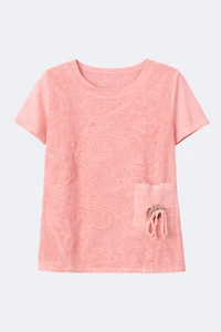 Embroidered cotton blend top