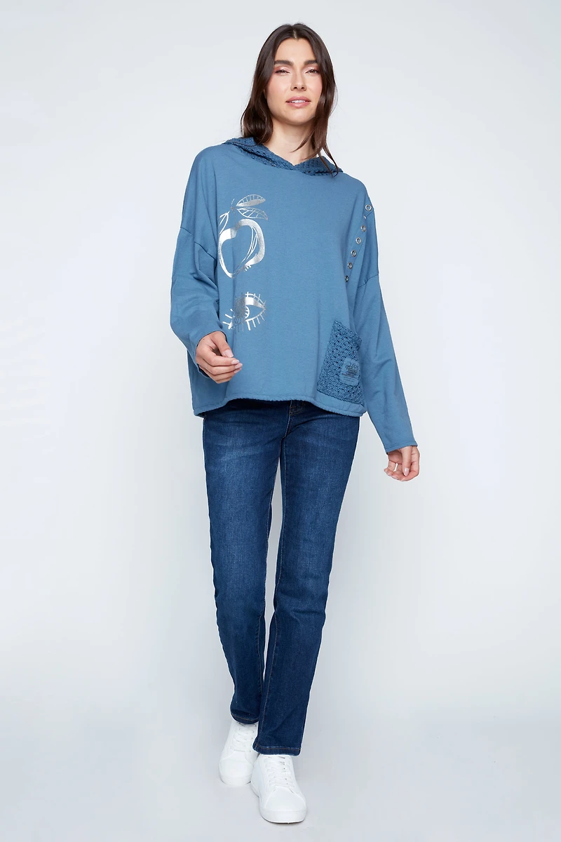 Crochet accent hoodie