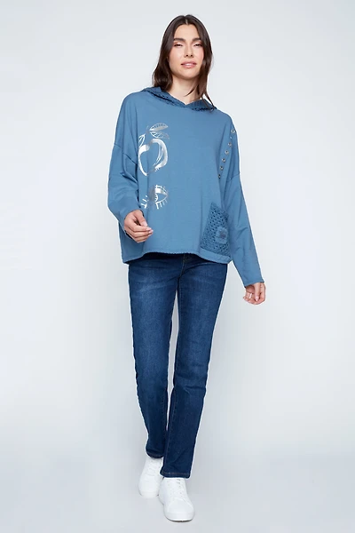Crochet accent hoodie