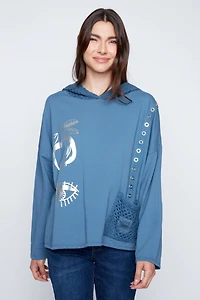 Crochet accent hoodie