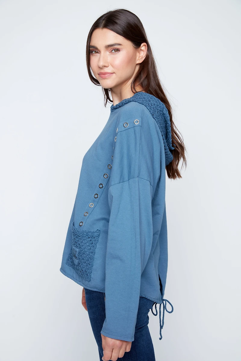 Crochet accent hoodie
