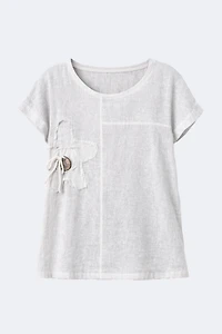 Cotton blend fringe flower top